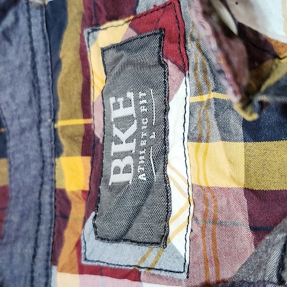 BKE ATHLETIC FIT PLAID ACID-WASH PEARL SNAP-BUTTON LONG-SLEEVED SHIRT L - Picture 3 of 14